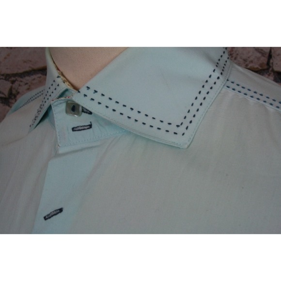 International Laundr Other - INTERNATIONAL LAUNDR Men's Shirt Teal Blue Fashion Top Stitch Contrast Cuff XL